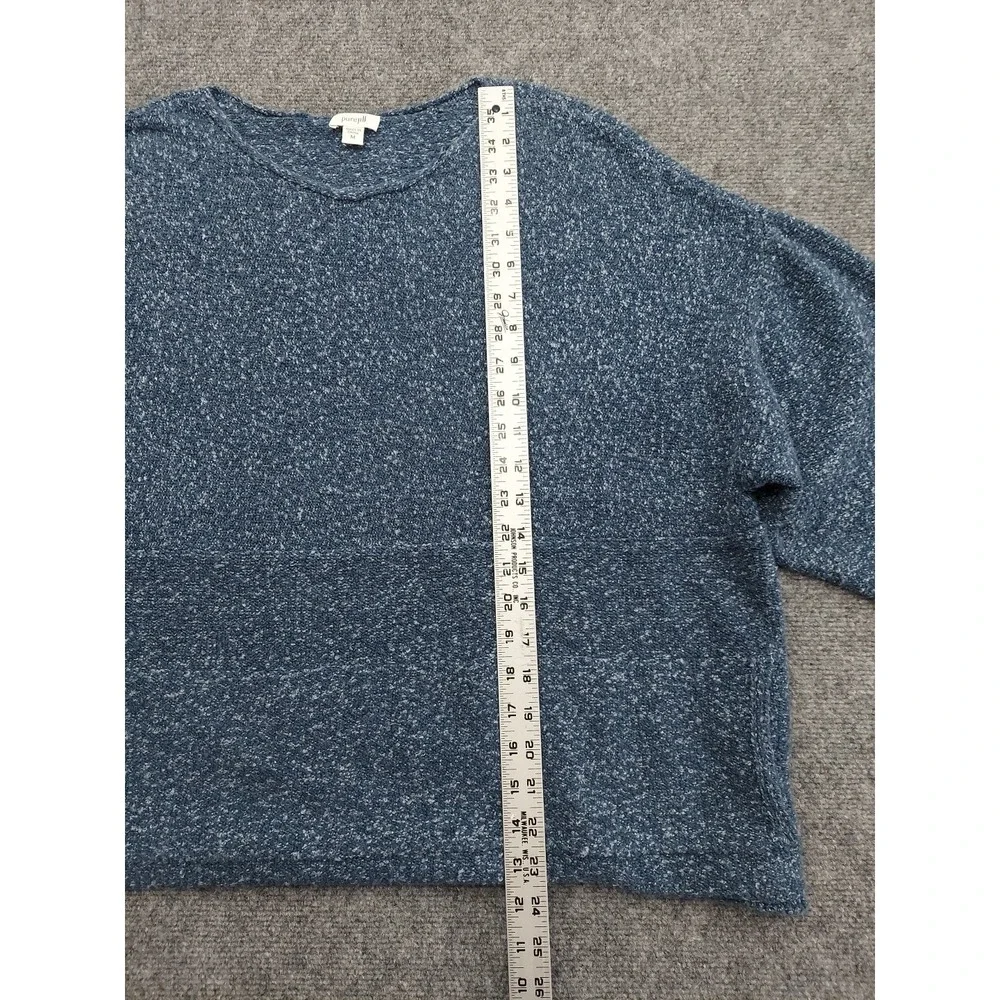 Pure J Jill Sweater Women's Medium Blue Knit Boxy Pockets Oversized Short Sleeve